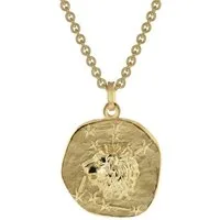 trendor Kette mit Anhänger 39070-08, Löwe Sternzeichen Ø 20 mm Herren Gold auf Silber