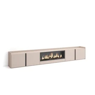Skraut Home Lowboard,, Beige, Holzwerkstoff, Rechteckig,Rechteckig, 315x50x35 cm, Wohnzimmer, Wohnwände, Lowboards, Lowboards stehend