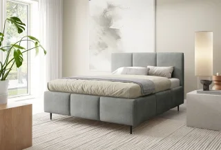 Polsterbett Schlafzimmerbett MIAMI Komplettset 140x200cm in Stoff Coral Grau
