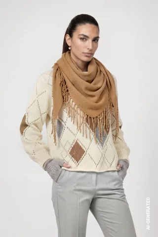 monari - Fransen Schal brown sugar - Gr. - OS