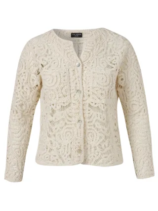 VIA APPIA DUE - Jacke Kragen 1/1 Arm Knöpfe Struktur creme - Gr. - 46