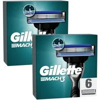 Gillette Rasierklingen Mach3 Rasurklingen Nassrasierer Ersatzklingen 3-fach-Klinge, 2-tlg., - 12 Klingen, Edelstahl, rostfrei