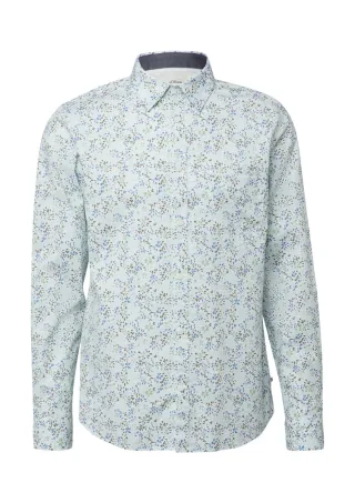 s.Oliver Red Label - Slim Fit: Langarmhemd mit All-over-Print und Kentkragen blau/grün/weiß - Gr. - XXL