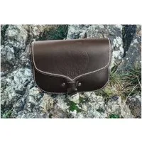 Leonardo Carbone Ritter-Kostüm Wikinger-Gürteltasche braun aus Leder "Folkvar" mit Vegvisir