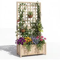 COSTWAY Blumenkasten (1 St), Pflanzkasten, Hochbeet mit Rankgitter, für Kletterpflanzen