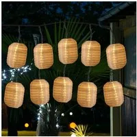 MARELIDA LED-Lichterkette LED Solar Lichterkette 10 weiße Lampions Garten Balkon Lampionkette, 10-flammig