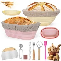 OSTWOLKE Gärkorb 2x Gärkörbchen Silicone Oval und Rund Komplettes Gärkörbchen Set, (1-tlg)