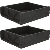 Novaliv Aufbewahrungsbox 30813-2x (2 St), Novaliv 2x Holzkiste Vintage Schwarz 30 x 25 x 8 cm Alte Ziegelform Ho