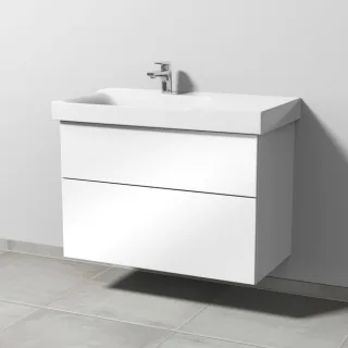 Sanipa 3way Waschtischunterbau zu Geberit Xeno2 Waschtisch mit 2 Auszügen, Weiß-Glanz SF66278