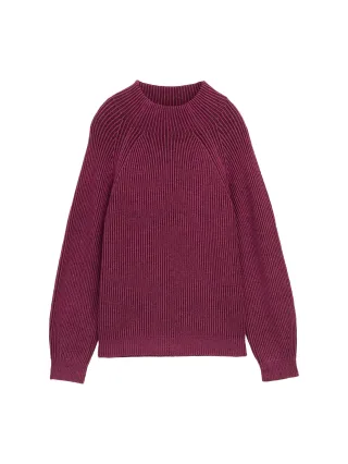 Tom Tailor - Loose Fit Strickpullover mit Stehkragen red rib structure - Gr. - S
