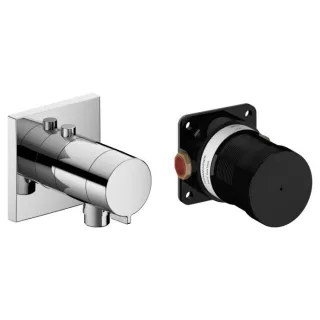 Keuco Ixmo solo Fertigmontageset 59554010022 verchromt, Thermostatarmatur, Schlauchanschluss, eckig