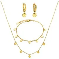 Kim Johanson Schmuckset Mond (Set, 3-tlg., Inkl. Schmuckbox), Kette, Armband & Fußkette mit Plättchen