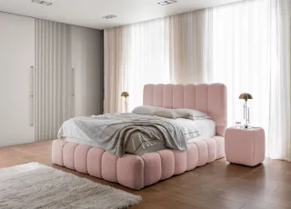 Polsterbett Doppelbett Set.3 CARSON 140x200cm Stoff Catch Me Rosa