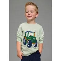KIDSWORLD Langarmshirt Shirt mit großer Traktor Frottee-Applikation hüftlange Basic-Passform, Langarm, modischer Stil
