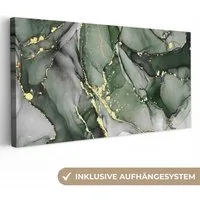 OneMillionCanvasses® Leinwandbild Panorama Luxus - Marmor - Grün, Fotodruck (1 St), Wandbild, Deko Schlafzimmer Wohnzimmer Flur 40x20 cm