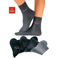 H.I.S Basicsocken Kinder Damen Herren Socken natürliche Baumwolle (Packung, 4-Paar, Gr. 19-22 bis 43-46) mit kontrasfarbenem Logo