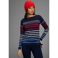 Laura Scott Streifenpullover Feinstrickpullover mit Rundhalsausschnitt und Bindeband