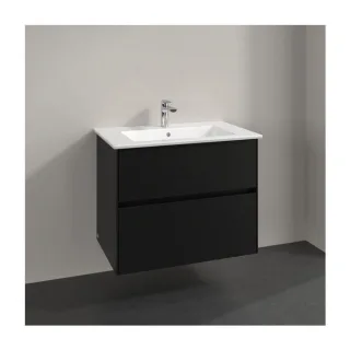 Villeroy und Boch Collaro Waschtischunterschrank C144B0VL 76,1x61x48cm, Waschbecken mittig, LED-Beleuchtung 5,5W, volcano black