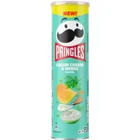 Pringles Knabberei, Pringles Cream Cheese and Herbs Chips Stapelchips Packung 185g