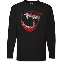 Urban Backwoods Langarmshirt Bite Langarm T-Shirt Vampir Blut True Gebiss Zähne Biss Bite Teeth (1-tlg) Jaws Blood Dracula Vampire