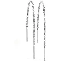 BUNGSA Ohrhänger-Set Ohrhänger silberne lange Kette und Stäbe aus Edelstahl Damen (1 Paar (2 Stück), 1-tlg), Damen Herren