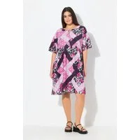 Ulla Popken Jerseykleid Kleid A-Linie Tunika-Ausschnitt Halbarm