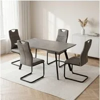 Jiexi Essgruppe Tisch- und Stuhlset, Moderner Esstisch (120×73×76 cm) mit 4–6 Stühlen