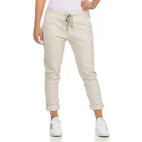 CLEO STYLE Stoffhose Damen Jogginghose 88 Beige