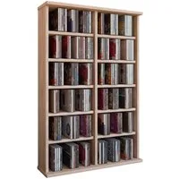 VCM Standregal CD DVD Regal Ronul H. 92 x B. 60 x T. 18 cm, Holz CD DVD Stand Regal, BluRay Aufbewahrung