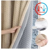 Rosnek Verdunkelungsvorhang Thermovorhang Verdunklung Flanell Kälteschutz Blickdicht 350g/m² (1 St), Kräuselband Stangendurchzug Wohnzimmer Schlafzimmer 140x213cm Beige
