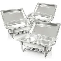 Mahlzeit Speisenwärmer Chafing dish Profi Set "Montpellier", 3x Edelstahl Warmhaltebehälter E