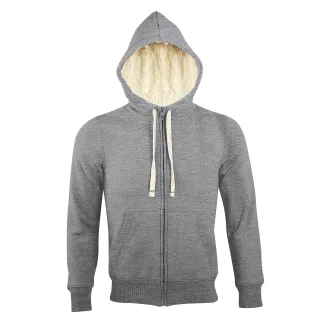 SOLS Sherpa Unisex Sweatshirt mit Kapuze und Reißverschluss (grau meliert)