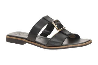 Paul Green Damen Pantolette 6188-009 Schwarz Echtleder T-Steg Blockabsatz