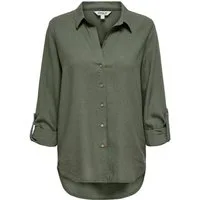 ONLY Hemdbluse ONLGOA 3/4 STRAP LINEN BL SHIRT CC PNT mit Leinen, umschlagbare Manschetten