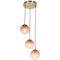 Qazqa Pendelleuchte Pallon, ohne Leuchtmittel, Warmweiß, QAZQA Hängeleuchte, e27, Rosa, Glas, Art Deco