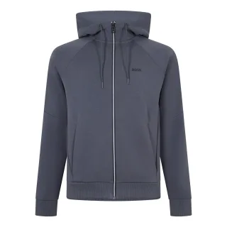Boss - Hoodie mit durchgehendem Reißverschluss für Herren, Raglanärmel (Dunkelgrau)