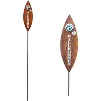 Geschenk-Himmel Gartenstecker Gartenstecker Willkommen Metall silber/rost H 100 cm Beetstecker Deko