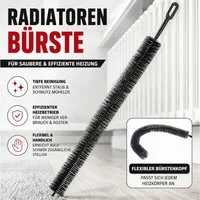Koopman Drahtbürste Radiatorbürste Metall 70 cm Flexibel, (Stück, 1-tlg., Packung), Kunststoffgriff, Schwarz, Flexible