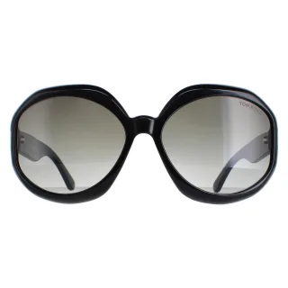 Tom Ford Round Womens Glänzend Schwarz Rauch Gradient Georgia 02 FT1011
