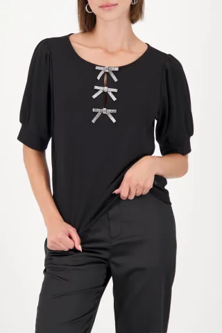 monari - Sweatshirt mit Schleifen-Detail schwarz - Gr. - 38