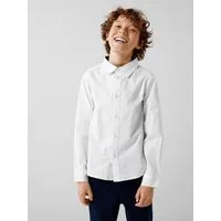 Name It Langarmhemd NKMNEWSA für Jungen mit Knopfleiste und Baumwollkomfort unifarben, casual, regular fit, Baumwolle, Hemdkragen