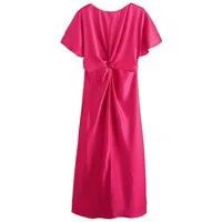 Next Midikleid Kurzärmeliges Midikleid aus strukturiertem Satin (1-tlg)