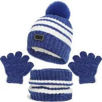 Coonoor Filzhut Mütze & Schal Kinder Unisex Schal Mütze Handschuhe Set (Wintermütze, Schal, Handschuhe, dreiteiliges Set)