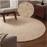 HANSE Home Teppich Wolly 2, rund, Höhe: 12 mm, Flachgewebe, Skandi, Woll-Optik, Esszimmer, Wohnzimmer, Flur