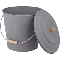 relaxdays Aschekasten Grauer Ascheeimer mit Deckel 12l