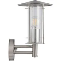 EGLO Wandleuchte Lisio Außen-Wandlampe, Außenlampe, Wegeleuchte, silber, E27, IP44, ohne Leuchtmittel, Wand-/Deckenleuchte - L17,5 x H30 x AL22,5cm - edelstahl - 1X60W exkl.