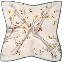 MayTree Seidentuch quadratisch,Magnolie 53x53 cm, Nickituch, Bandana-Schal, (Stück), 100% Seide