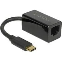 USB 3.2 Gen 1 Adapter, USB-C Stecker > RJ-45 Buchse schwarz, 13,5cm, Gigabit LAN 10/100/1.000 Mbit/s