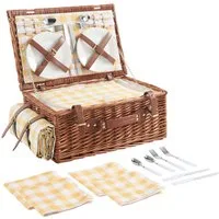 casa.pro Picknickkorb (Komplettset), »Brindisi« Weidenkorb für 4 Personen mit Geschirr und Besteck