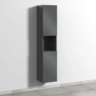 Sanipa 3way Hochschrank mit 2 Türen und 1 offenem Fach, Anthrazit-Glanz SF11579
